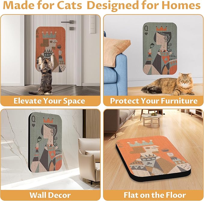 2 Pack Art Cat Scratcher, Wall-Mountable Cat Scratch Pad, Wall Cat Scratcher 16.7x11x1 Inch Cat Scratching Board for Indoor Cats Toy(Poker)