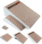 PrimePets Cat Scratcher Cardboard with Catnip, Removable Cat Scratching Pad with Ball, 2-in-1 Corrugated Cat Scratch Lounge Sofa Refill
