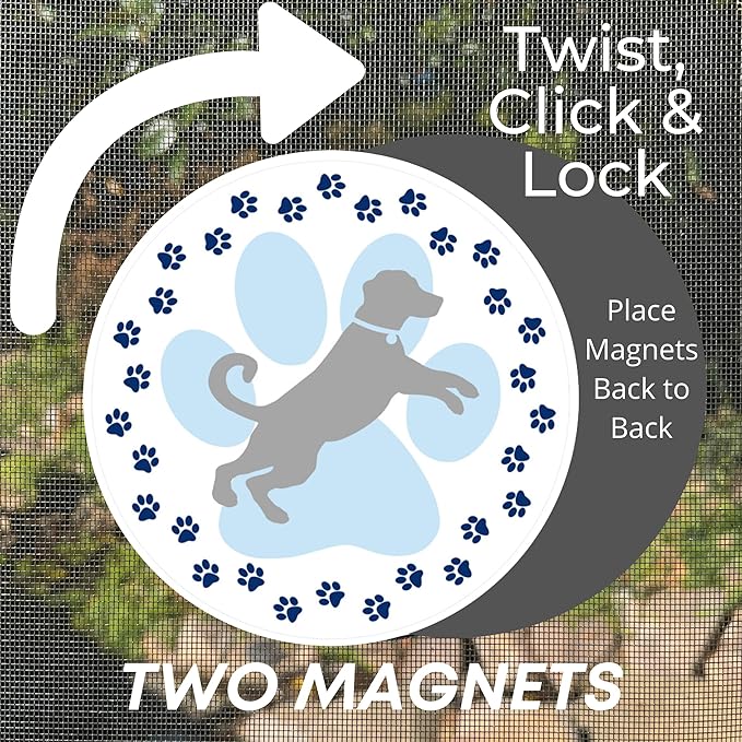 Screen Door Magnets Double Sided – Keep People, Kids, and Dogs from Running into The Screen Door - Robbins Aria Dog Paw