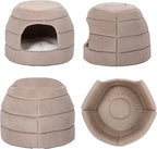 BIRDROCK HOME 2 in 1 Pet Bed for Cats or Small Dogs - Cozy Cat Cave or Plush Dog Bed - Indoor Teepee House for Pets (15 Inch Wide, Beige)