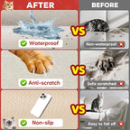 Cat Scratch Furniture Protector - Anti-Slip, Waterproof Sofa Cover to Keep Cats Off, Pet-Friendly Couch Protectors for 3 Cushion Couch, Khaki Anti-Scratch Couch Cover for Pets and Kids 134"X71"
