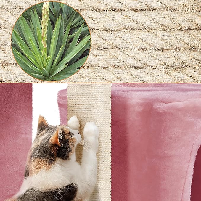 Topeakmart 34''H Cat Tower, Cute Cat Tree with Condo Nest Platform Scratching Posts, Activity Center for Indoor Cats Play & Rest
