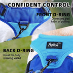 PUPTECK Escape Proof Dog Harness and Leash Set Upgraded No Pull Reflective Dog Vest with Lift Handle, Easy Control Pet Harness for Medium Large Dogs Training Walking Running, Blue, L