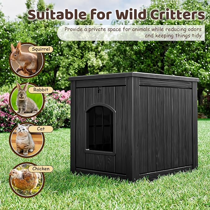 Fancyango Dog House - Outdoor & Indoor Dog Kennel Furniture, Weatherproof Shelter for Small and Medium Dogs, Stylish for Patio, Garden or Home (Black,17.7" L × 22.8" W × 21.7" H)
