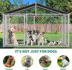 DWVO Outdoor Dog Enclosure with Roof, 7.5'x7.5' Dog Kennel Outside with Metal Gate, Dog House Large Dogs for Yard