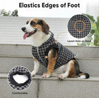 Fleece Lining Dog Hoodie for Small Dogs Extra Warm Plaid Sweater with Drawstring Hooded Coats in Winter Puppy Jacket,Black M