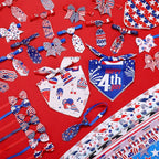 Reginary 120 Pcs 4th of July Dog Bandanas Bulk Dog Bows Set Bow Ties Cat Scarf Colorful Washable Triangle Pet Kerchief Cute Bib for Summer Small Medium Large Pets Grooming Accessories Costume