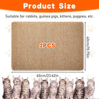 2 Pack Cat Scratcher Mat 23.6 X 15.7 Inch Natural Sisal Cat Scratching Carpet with Anti-Slip Base Rabbit Floor Scratching Pad Rug for Cats Guinea Pig Bunny Rabbit