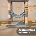 Topeakmart 59 inches Cat Tree Cat Tower Stand House Condo with Big Hammock Scratching Post Kitty Pet Play House