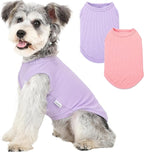 2 Pack Dog Clothes for Small Dogs Summer Dog Shirt Vest Girl Boy Lightweight Puppy T-Shirts Blank Soft and Cool Pet Clothing Sleeveless Medium Large Dog Outfit (Purple+L-Pink, XXX-Large)