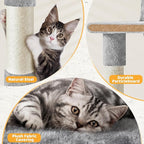 Yaheetech | 54in Cat Tree | Multi-Level Cat Tower w/Spacious Perch, Cozy Condo and Hammock, 3 Scratching Posts, Interactive Toy | Sturdy Pet Furniture | for Indoor Kittens to Large Cats | Light Gray