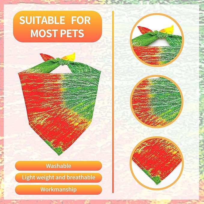 10PCS Dog Bandanas Tie Dye for Xs Small Breed Dog Bandanas Pack Kerchief Washable Triangle Bibs Head Scarves Scarfs for Boys and Girls Grooming Accessories Costume