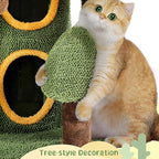 Yaheetech 48in Cactus Cat Tree with Flower-Themed Perches, Multi-Level Platforms, Condo, Scratching Posts & Dangling Balls
