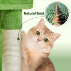 Yaheetech 36in Cat Tree for Indoor Cats, Cat Tower Cat Condo w/Extra Large Perch, Sisal Scratching Posts, Scratching Board, Green