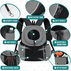PetAmi Front Carrier Backpack for Dogs and Cats - Ventilated Adjustable Pet Chest Carrier for Hiking, Camping, Travel - Small to Medium Pets Up to 10 lbs - Grey