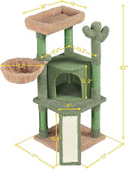 Topeakmart 42″ H Cactus Cat Tree,Cute Cat Tower w/Scratching Posts,Indoor Cats Furniture Pet Activity Center Play House w/Platform/Condo/Basket&Hanging Ball