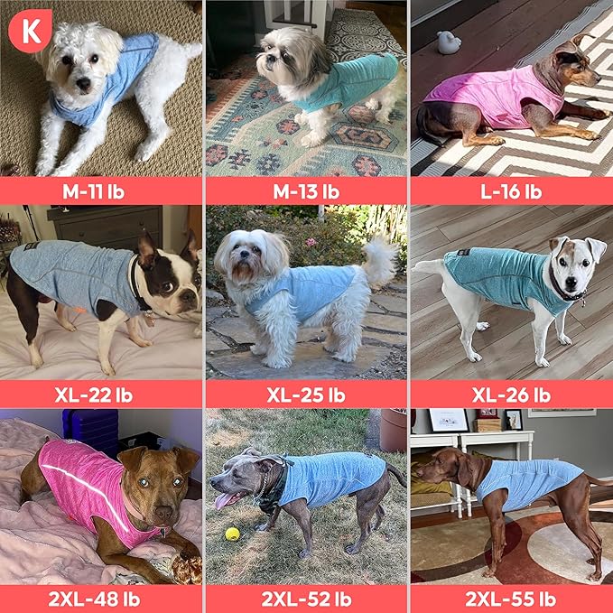 KYEESE Reflective Dog Shirt, Lightweight Sun Protection Dog T Shirts for Small Dogs Boy, Breathable Sleeveless Pet Tank Top Summer Dogs Clothes for Night Walking Outdoor, Lake Blue, L