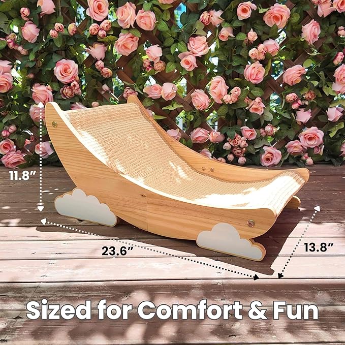 Sisal Cat Scratcher for Indoor Cat Scratching Post Lounger Modern Pet Furniture Cat Chair with Natural Wood Replaceable Sisal with Catnip and Felt Pads,Medium Size(Lunar Shade)