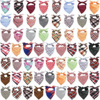Segarty 60 Pack Triangle Pets Kerchief, 22.8"x15.7" Pet Scarf Washable Plaid Dog Bandanas Accessories Bulk for Small Medium Dogs Cats Large Puppy, Adjustable Reversible Boy Birthday Bibs