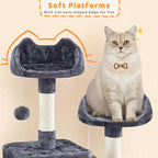 Yaheetech Cat Tree, 82.5in Large Tower w/Hammock, 2 Kitty-Ear Perches, 2 Cozy Condos, Scratching Posts, Basket, Furniture for Large Cats, Kittens, Dark Gray