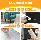 Cat Scratch Pad for Wall,Cuttable and Adhesive Cat Scratching Mat,Fun Interactive Scratcher,Cat Scratch Furniture Protector (Black,78.7×15.8inch)