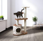TRIXIE Casta Cat Tree with Condo | 2 Platforms | Dangling Cat Toy, Brown, 21.5 x 13.75 x 37.25 in.