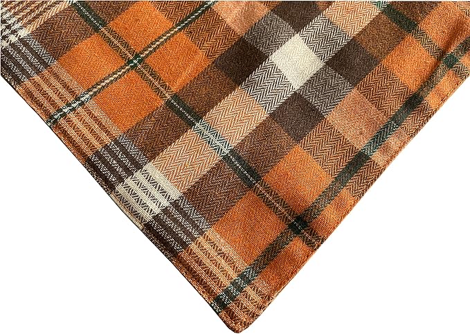 Realeaf Fall Thanksgiving Dog Bandanas 2 Pack, Orange Plaid Pet Scarf for Boy and Girl, Premium Durable Fabric, Holiday Halloween Bandana for Large and Extra Large Dogs (X-Large)