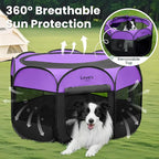 Love's cabin Pet Puppy Dog Playpen, Small Dog Tent Crates Cage Indoor/Outdoor, Portable Playpen for Cat, Foldable Pop Up Dog Kennel Playpen with Carring Case, Removable Zipper Top, Purple