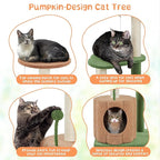 Yaheetech 42in Cactus Cat Tree, Green Cat Tree Tower w/Pumpkin Condo, Multi-Level Perches, 3 Scratching Posts, Teasing Ball for Indoor Kittens