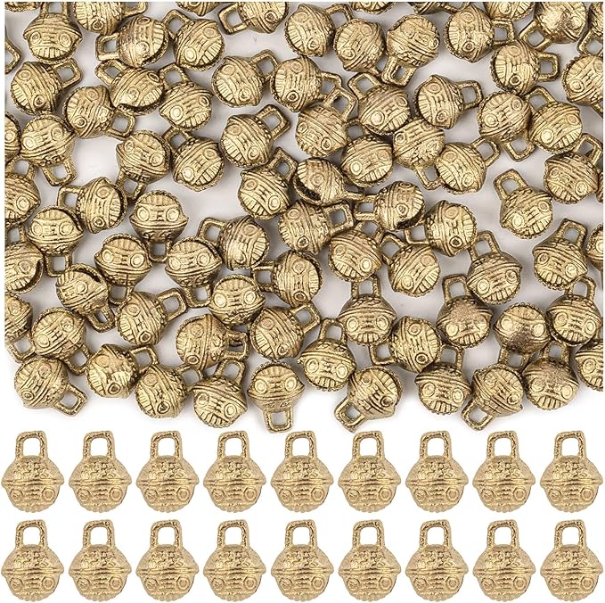 AUEAR, 100 Pieces Vintage Brass Bells 11mm Mini Jingle Bell for DIY Wind Chimes Home Decor