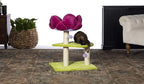 Prevue Pet Products Flower Garden Cat Tree - Multi-Level Indoor Cat Tower with Scratching Posts, Includes Hanging Toys and Play Areas, Plush Bed & Scratching Posts - Green and Pink