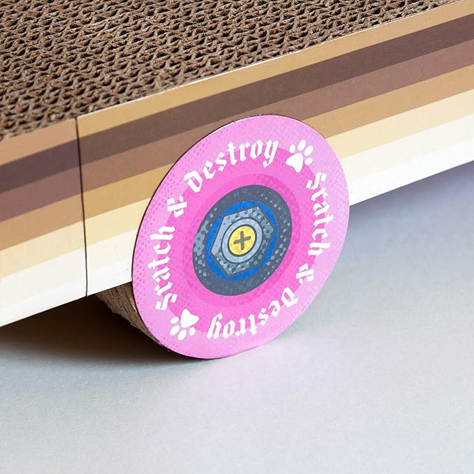 Suck UK Cat Scratcher Skateboard - Cat Scratching Board - Cardboard Cats Scratchers - Funny Gifts - Kitten Accessories & Accessories for Indoor Cats Furniture - Kitten Cardboard Scratcher