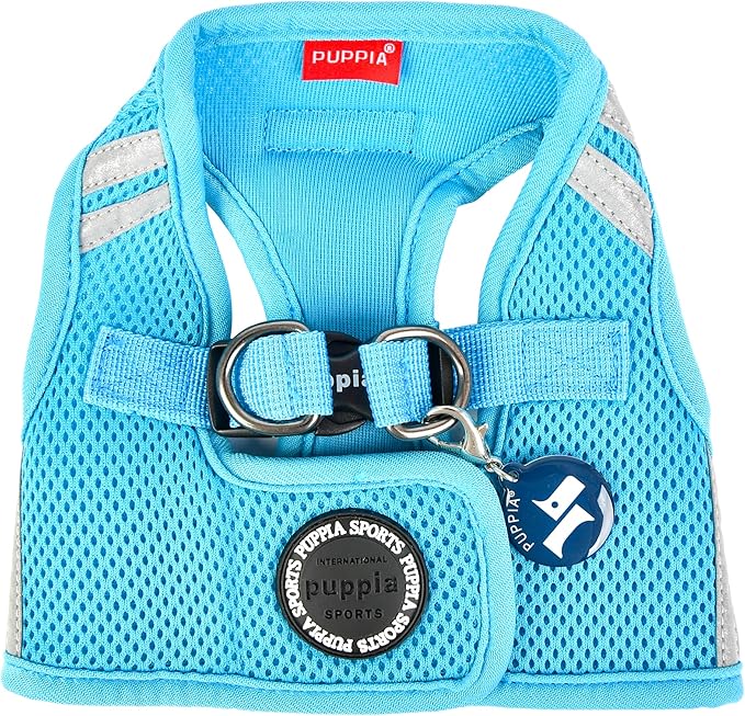 Puppia Soft Vest Dog Harness No Choke Step-in Reflective Triple Layered Breathable Mesh for Small and Medium Dog, Sky Blue, Medium