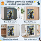 Sisal Cat Scratching Pad - Shedding-Resistant Wall Scratcher Mat for Indoor Cat, Kitten Art Starry Night Scratching Mats for Carpet Couch Furniture with Adhesive Hook Loop Tape(24 * 16in)