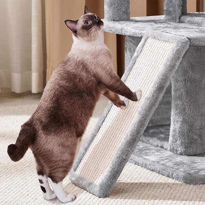 Yaheetech Cat Tree for Indoor Pets, 36in Tower Condo w/Extra Large Perch, Scratching Posts, Board, Dangling Ball, Play Structure for Kittens & Adult Cats, Light Gray