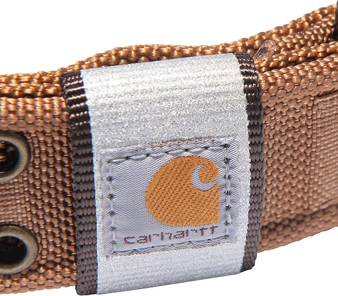 Carhartt Pet Fully Adjustable Wide Webbing Collar for Dogs, Heavy Duty Nylon for Walking & Training, Carhartt Brown, Medium