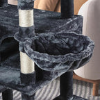 WEEWAY 68 Inches Multi-Level Large Cat Tree for Feline‌/Big Tower/Condo/Cozy Plush Kitty Perches/Fluffy Balls/Sisal Scratching Posts and Hammocks/Cave/Furniture Activity Center/Drak Grey