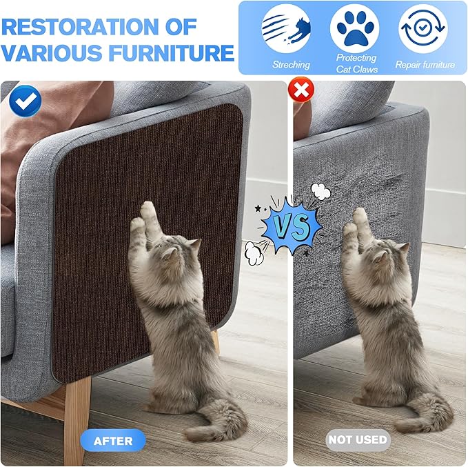 Cat Scratch Mat 5Pack,39.3"x15.7" Cat Scratching Mat Self-Adhesive Carpet Mat Trimmable, Cat Wall Shelves, Cat Scratcher Board,DIY Furniture Protecting Furniture Protector Sofa