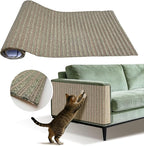 Natural Cork Cat Scratcher Mat, Self-Stick & Trimmable Furniture Protector for Couch, Door, Wall & Bed Corner, Claw-Friendly for Indoor Cats (Catnip Green, 39.4 x 11.8 Inch)