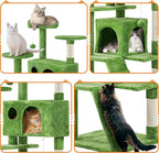 Topeakmart 61in Cat Tree Tower Condo with 2 Cozy Cat Condos Ladder and 3 Platforms for Indoor Cats Kittens