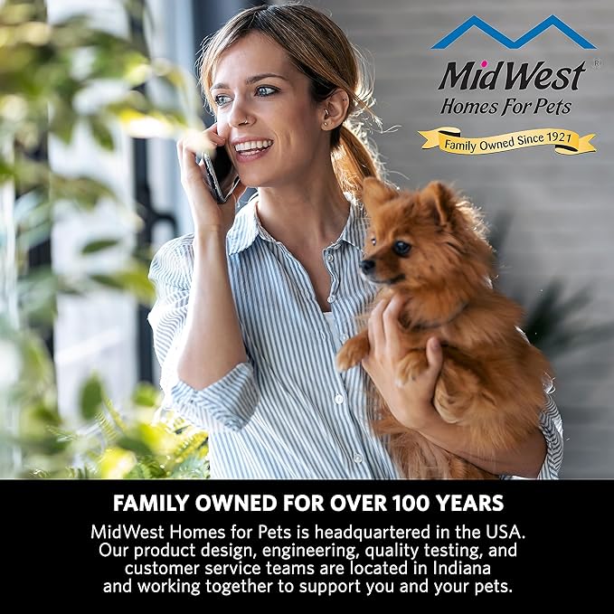 MidWest Homes for Pets 29-Inch High Walk-thru Pressure Mounted Gray Steel Dog Gate, Expands to 38 Inches Wide, No Damage to Walls, Includes 3-inch Extensions, For Small Pets