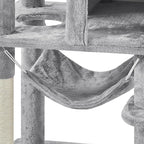Topeakmart 71.5 inch Cat Tree Tower, Cat Furniture w/ 2 Condos, 2 Perches, 2 Hanging Balls Pet Stand House with Basket and Hammock for Indoor Cats and Kittens, Light Gray