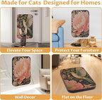 2 Pack Art Cat Scratcher, Wall-Mountable Cat Scratch Pad, Cat Wall Scratcher 16.7x11x1 Inch Cat Scratching Board for Indoor Cats Toy (Hummingbird & Flower)