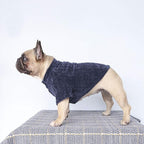 iChoue Pet Dog Winter Warm Sweater Clothes Turtleneck for English Bulldog Boston Terrier Corduroy Cold Weather Pullover Coat Shirt - Blue/XLarge