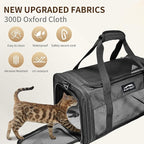 TSA Approved Pet Carrier for Small Cats and Puppies, Soft-Sided and Foldable, Cat and Dog Carrier Fits Pets Up to 15 lbs, Durable Portable Travel Bag with Litter Box (Black, Litter Box & Leash Set)