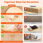 Cat Scratch Pad with Ball Track and Spring Toy, Wooden Cat Scratcher with Sisal Scratching Mat, Ball Track System and 3 Replacement Toy for Cats Scratching,Chasing and Playing (Nature Wood)