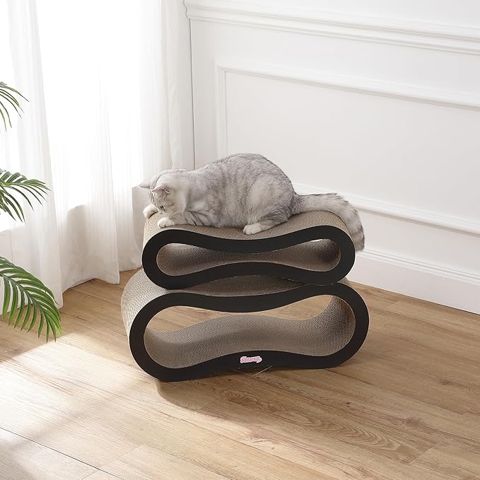 CSR1014A Suvi 26" Modern Cardboard Infinity 2-in-1 Lounge Bed Cat Scratcher with Catnip, Ink
