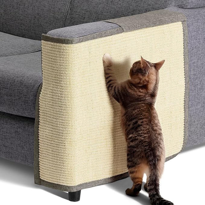 Navaris Cat Scratch Mat Sofa Protector - Natural Sisal Furniture Protector Scratching Pad for Cats - Scratch Carpet for Couch, Sofa, Chair