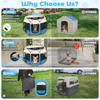 Dog Playpen 36", HOMAGICO Pet Playpen for Indoor Cats Enclosed, Portable Dog Cage Outdoor Tent Crate with Carrying Case,Water-Resistant and Removable Shade Cover, Blue