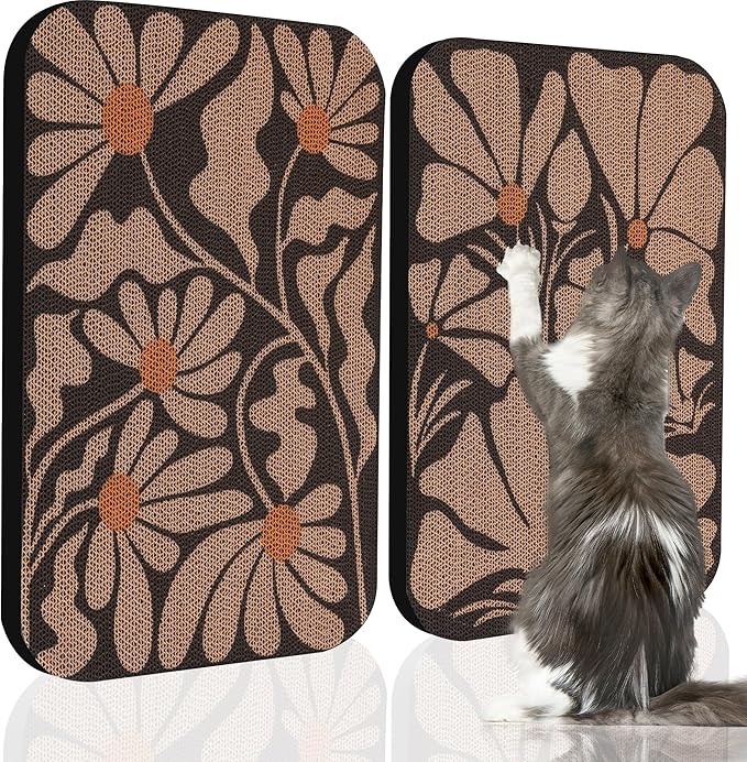 2 Pack Art Cat Scratcher, Wall-Mountable Cat Scratch Pad, Wall Cat Scratcher 16.7x11x1 Inch Cat Scratching Board for Indoor Cats Toy(Black & White 1)